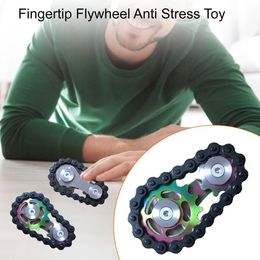 Decompression Toy Fingertip Gyro Chains Flywheel Sprockets EDC Stainless Steel Anxiety Relief Metal Gear Sprocket Road Spinner 230617