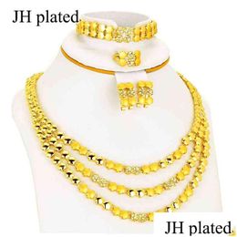 Bracelet Earrings Necklace Dubai Jewelry Sets Gold Color Bridal Collares Jewellery Egypt/Turkey/Iraq/African/Israe Gifts Dhgarden Dh8Ak