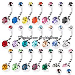 Navel Bell Button Rings 50Pcs Mix Body Jewelry Piercings 316L Medical Stainless Steel Ring Belly Charms Accessory 8Colors Drop Deli Dhign