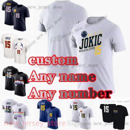 Özel 15 Jokic 27 Jamal Murray Dijital Baskı Basketbol Kısa Kollu Jersey Aaron Gordon Kentavious Caldwell-Pope Michael Porter Jr. Christian Braun T-Shirt