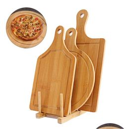 Chopping Blocks Chop Round Wooden Cutting Board Kitchen With Handle Solid Wood Food Pizza Bread Fruit Drop Delivery Home Garden Dini Dhmxr