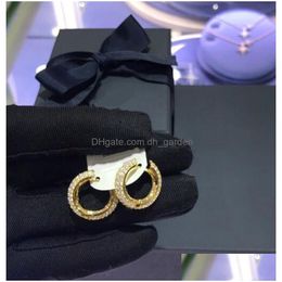 Charm S925 Sterling Sier October Black Earrings For Female Fashion Classic Golden Yellow Ol Style Personalised Ear Jewellery Dr Dhgarden Dhm6D