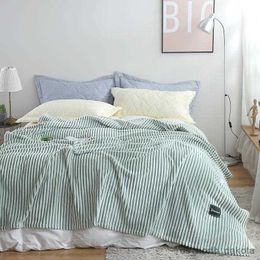 Blankets Blankets for Beds Green Striped Sofa for Fleece Bed Blanket R230617