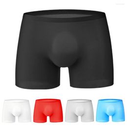 Underpants Men Boxers Shorts Ice Silk Panties Seamless U Convex High Elasticity Underwear Man Male Ultra-thin Briefs