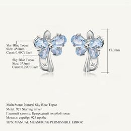 Stud Earrings GEM'S BALLET 925 Sterling Silver Butterfly 3.15Ct Natural Sky Blue Topaz Gemstone For Women Fine Jewelry