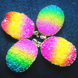 Pendant Necklaces 2pcs Colourful Crystal Women Pendants Oval Shape 40x30mm Jewellery Findings Arrivals Selling Items Good For Design