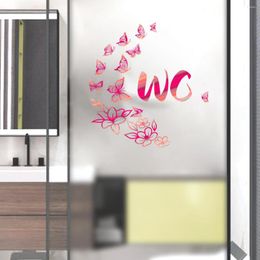 Wallpapers 20 25cm Pink Flower Butterfly Cartoon Wall Sticker Backwall Toilet Bathroom Commercial Place Decoration Mural