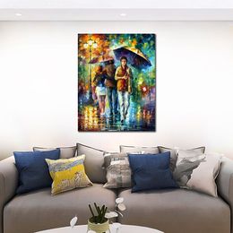 Abstract Wall Art Strong Rain I Handmade Oil Painting Canvas Artwork Contemporary Home Decor