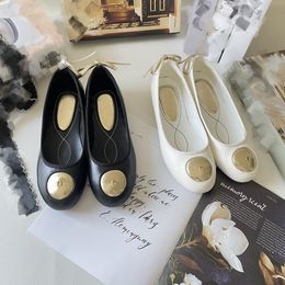 Chanells Interlocking Channel Bow Ballet Loafer Flats Strap Dress Back Shoes Bowknot Ballerina Lady Girls Fashion Paris Sandal Leather Flat Slides White Black Mule