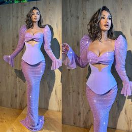 Gorgeous Mermaid Prom Dresses Art Deco-inspired Neck Long Sleeves Hollow Backless Available In Multiple Colours Custom Made Plus Size Party Dress Vestido De Noite