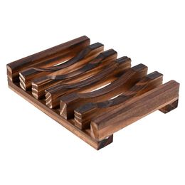 Soap Dishes Portable Natural Wood Tray Holder Dish Storage Bath Shower Plate Home Bathroom Wash Organizer Drop Delivery Garden Access Dh3R9