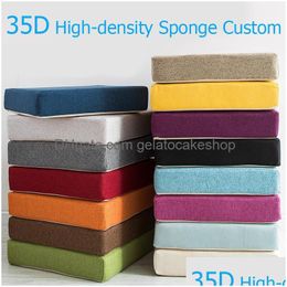 Cushion/Decorative Pillow Office Chair Mat Highdensity Flexibility Thickness 5Cm Back Cushion Sponge 35D Linen High Resiliency Sofa Dhf63