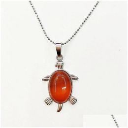 Pendant Necklaces Qimoshi Health And Longevity Natural Jewellery Stone Turtle Necklace Uni Parents Meaning Birthday Gift 12 Pieces Dro Dhxul