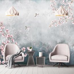 Wallpapers Milofi Custom 3D Wallpaper Mural Hand-painted Peach Plum Living Room Bedroom Wall Decoration