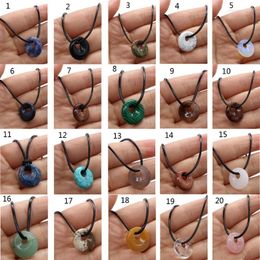 Pendant Necklaces Natural Malachites Rose Quartzs Necklace Simple For Women Men Jewelry Gift 18mm