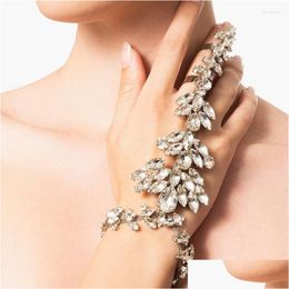 Chain Link Flower 1Pc Luxury White Crsytal Wrist Fashion For Women Bracelet Toe Chains Finger Ring Aesthetic Jewelry Anklet Giftlink Dhkdt