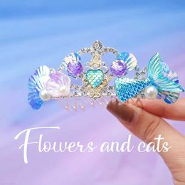 Sarongs Little Girls Mermaid Crown Sliding Comb Frozen Snow Headgear Hair Clip Style Navy Hair Accessories For Girls