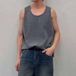 Men's Tank Tops Sports Mens Fashion Solid Colour Loose Ribbed Sleeveless Camisole 2023 Summer Streetwear Leisure Men Casual O Neck Vest