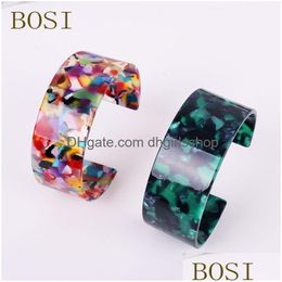 Cuff Bohemian Leopard Acitic Acid Acrylic Resin Bracelets Colorf Bangle For Women Bracelet Femme Simple Elegant Jewellery Drop Delivery Dho9E