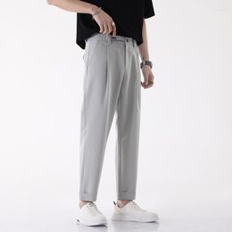 Men's Pants Ankle Length Business Trousers Slim Straight Korean Black Suit Spring And Summer Men's Luxury Old Money Clothing