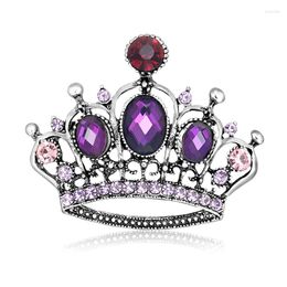 Brooches Fashion Crown Purple Color Rhinestone Pins Dress Decoration Buckle Badge Jewelry Accessories For Women