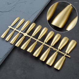 False Nails Matte Gold Metallic Ballerina Patch Wearable Artificial Nail Tips Press On Fingernails For Girls And Women As Gift