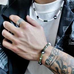 Niche Fashion Design Tai Chi Mosaik Jade Halskette Grünes Armband Ins Charm Einfache Kragenkette