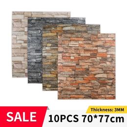 Wall Stickers 10 PCS 3D Brick DIY Self Decor Foam Waterproof Covering Wallpaper for TV Background Kids Living Room 7077CM 230616