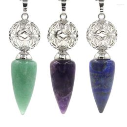 Pendant Necklaces Healing Point Crystal Divination Pendulum Natural Stone Green Aventurine Amethysts Pink Quartz Energy Spiritual Pendulo