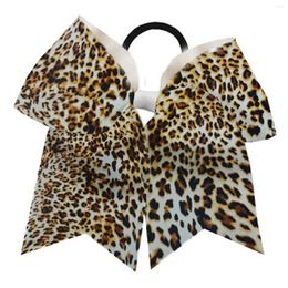 Hair Accessories 2pces Leopard Large Cheer Bows 8" Bulk Bow With Ponytail Holder For Girls High School College Cheerleading
