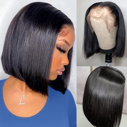 Straight Bob Wig Human Hair Lace Frontal Wig For Women Transparent 13x4 HD Lace Frontal Wig Brazilian Bob Hair Wig