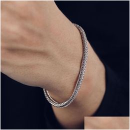 Charm Bracelets Real 925 Sterling Sier Chopin Chain Platinum Rose Gold Color Long 21 23 Cm Adjustable Wide 1.6 Mm Men Women Dhgarden Dht0R