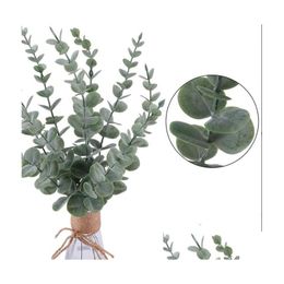 Decorative Flowers Wreaths Eucalyptus Stems Artificial Leaves Decor Faux Greenery Branches For Wed Parti Home Decoration Drop Deli Dh9T6