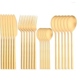 Dinnerware Sets 24Pcs Tableware Luxury Gold Stainless Steel Vintage Cutlery Set Knife Fork Spoon Western Flatware Kitchen