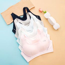 Yoga Outfit Student Girl Bra Cotton With Chest Pad No Steel Ring Sports Tube Top Solid Colour Training 8-16Y
