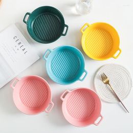 Dinnerware Sets Modern Nordic Macaron Double Ear Bowl Simple Instant Noodle Matte Color Glaze Kitchen Daily Ceramic Tableware