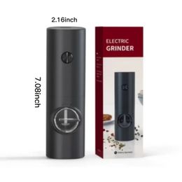 1pc Mini Electric Pepper Grinder Or Salt Grinder, Battery Powered Electric Pepper Grinder With Lights, One-handed Operation