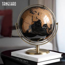 Decorative Objects Figurines Home Decor World Globe Retro Map Office Accessories Desk Ornaments Geography Kids Education Decoration 230616