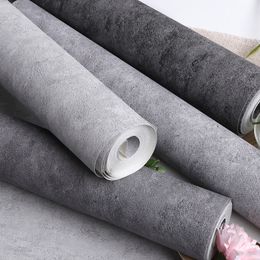 Wall Stickers Dark Pure Plain Color Cement Gray Wallpaper PVC Matte Texture Waterproof Home Decor Living Room Bedroom Paper Rolls Modern 230616