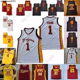 USC Trojans Basketball Jersey NCAA College Isaiah Mobley Nick Young Chevez Goodwin Boogie Ellis Peterson Max Agbonkpolo Ethan Anderson Okongwu Bronny James