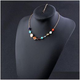 Pendant Necklaces Fashion Alloy Womens Pendants Choker Universe Galaxy The Eight Planets Solar System Beads Neckalce For Wom Dhgarden Dhlwi