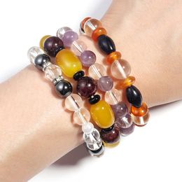 Charm Bracelets 19cm Natural Stone Bracelet For Men Women Golden Black Onyx Hematite Amethyst Jades Bangles Meditation Jewellery