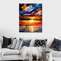 Contemporary Canvas Art Living Room Decor Sunset Melody Hand Painted Oil Painting Landscape Vibrant