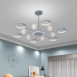 Pendant Lamps Modern Minimalist LED Gypsophila Chandelier Nordic Light Luxury Gray Living Room Ceiling Lamp Dining Bedroom