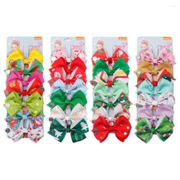 Hair Accessories Christmas Bow Clip Bowknot Hairpins 4.5inch Barrettes For Children Hairclips 7 Colour Suit Hairgrip Party Accessoires