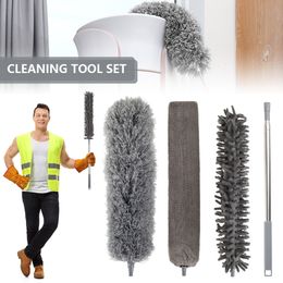 Dusters Extendable Feather Duster Kit Microfiber Telescopic Long handled Dust Cleaning Washable Brush With Flexible Head 230617