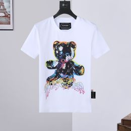 PLEIN BEAR T SHIRT Mens Designer Tshirts Brand Clothing Rhinestone PP Skulls Men T-SHIRT ROUND NECK SS SKULL Hip Hop Tshirt Top Tees 16472