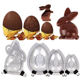 Cake Tools 3D Chocolate Mould for Easter Egg Bunny Bomb Polycarbonate Candy Decoration Rabbit Mould Baking Pastry Confectionery 230616