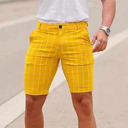Men's Shorts Mens Business Button Formal Long Leg Pants Party Plaid Slim Fit Summer Tights Trunks Accessories Leisure