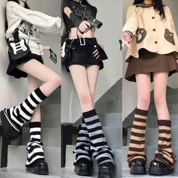 Socks Hosiery Autumn Winter Knitting Striped Stockings Warm Wool Horn Sock Leg Cover JK Stacking Sock Japanese Korean Style Women's Socks 230616